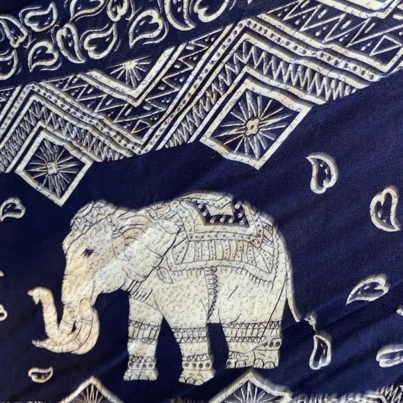 Bohemian Harem Yoga Drop Crotch Cotton Blue Elephant print romper / jumpsuit - Picture 10 of 14